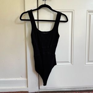 Black Ribbed Bodysuit